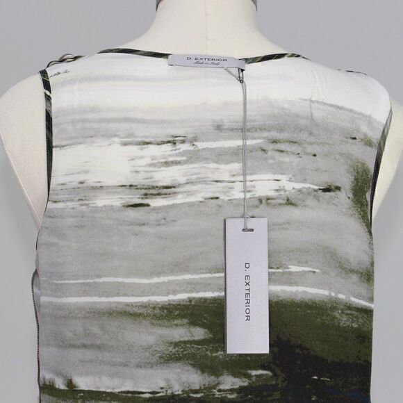 New D. Exterio Women US M Silk Blouse Pullover Top Sleeveless Green Cowl Italy  - Picture 5 of 7